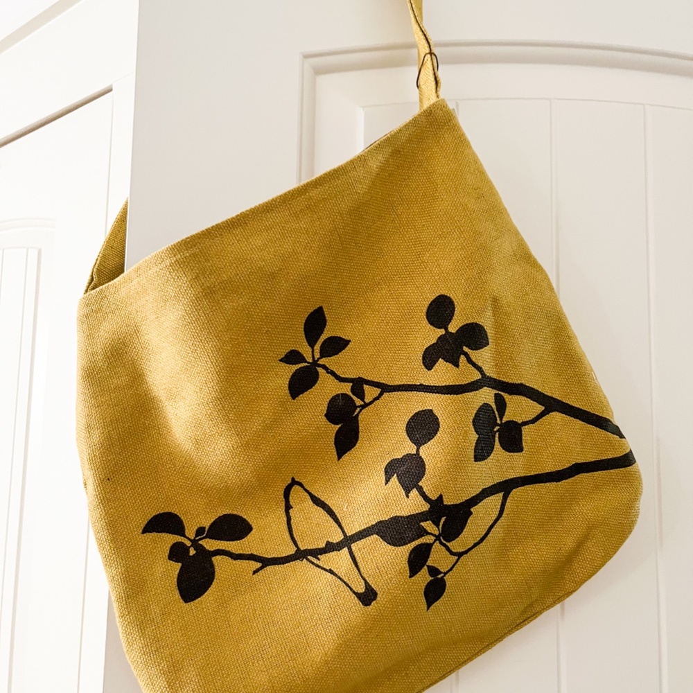 Hemp Handmade Messenger Bag Yellow Bird